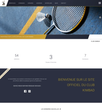 création du site web : Club Kimbad de badminton